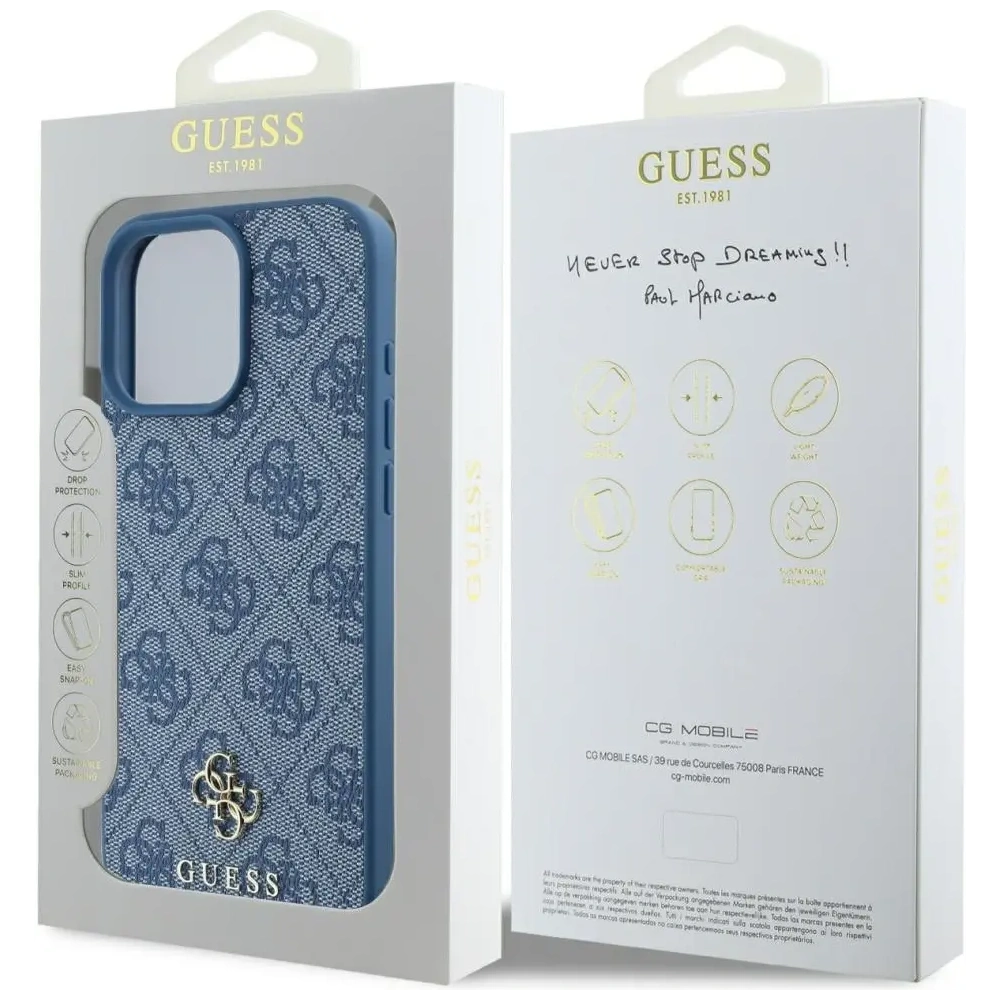 Etui Guess HC PU 4G Small 4G and Classic do Apple iPhone 16 Pro Max MagSafe niebieski