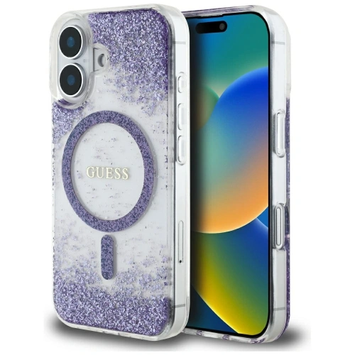Buy Guess HC Resin Bottom Glitter Apple iPhone 16 MagSafe purple - GUE4331 - {ean13} - Home Screen Store Europe