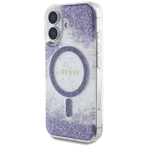 Etui Guess HC Resin Bottom Glitter do Apple iPhone 16 MagSafe fioletowy