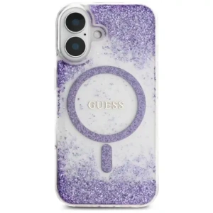 Etui Guess HC Resin Bottom Glitter do Apple iPhone 16 MagSafe fioletowy