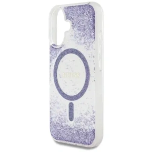 Etui Guess HC Resin Bottom Glitter do Apple iPhone 16 MagSafe fioletowy