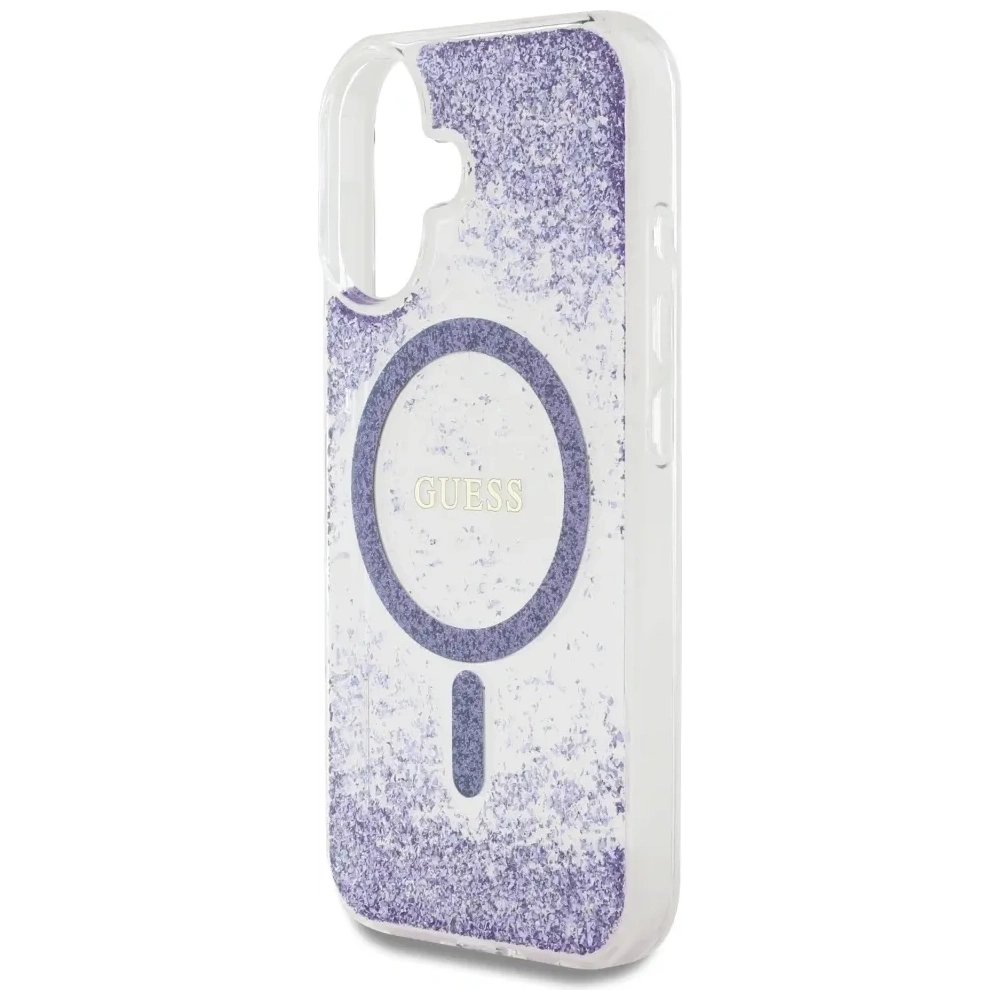 Etui Guess HC Resin Bottom Glitter do Apple iPhone 16 MagSafe fioletowy