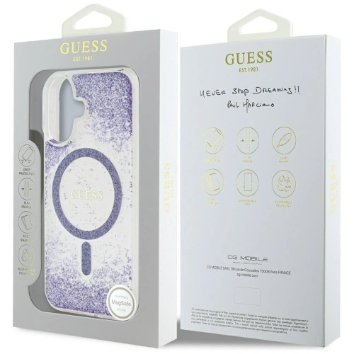 Buy Guess HC Resin Bottom Glitter Apple iPhone 16 MagSafe purple - GUE4331 - {ean13} - Home Screen Store Europe