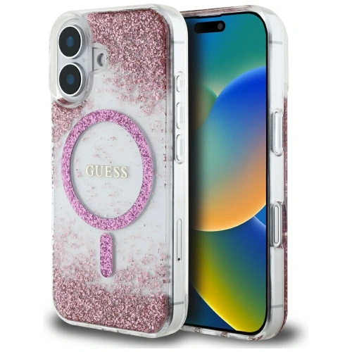 Kup Guess HC Resin Bottom Glitter Apple iPhone 16 MagSafe roz - GUE4332 - {ean13} - Sklep Home Screen