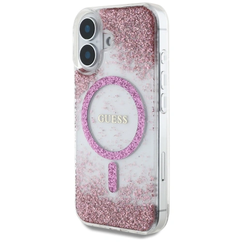Kup Etui Guess HC Resin Bottom Glitter do Apple iPhone 16 MagSafe růžový - GUE4332 - {ean13} - Sklep Home Screen