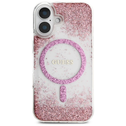Kup Etui Guess HC Resin Bottom Glitter do Apple iPhone 16 MagSafe růžový - GUE4332 - {ean13} - Sklep Home Screen