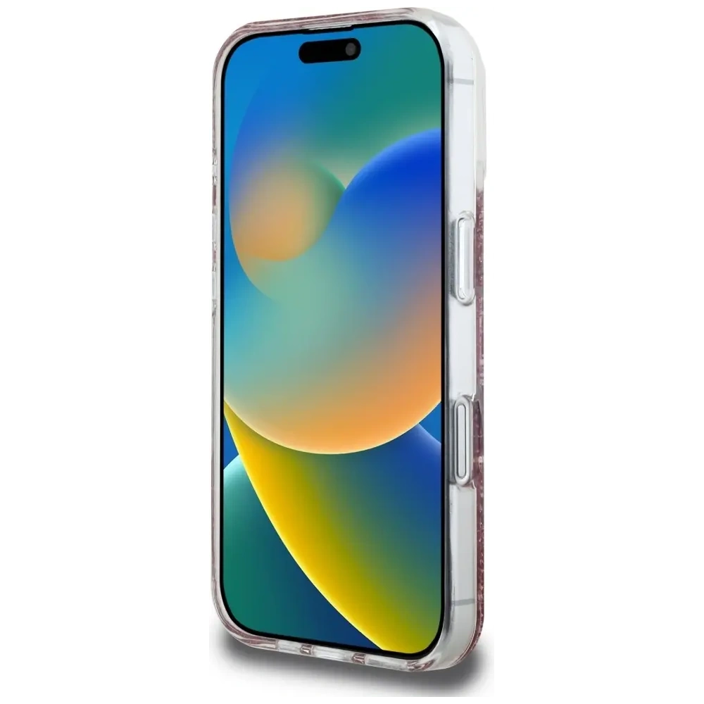 Etui Guess HC Resin Bottom Glitter do Apple iPhone 16 MagSafe różowy