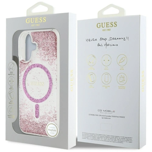 Buy Guess HC Resin Bottom Glitter Apple iPhone 16 MagSafe pink - GUE4332 - {ean13} - Home Screen Store Europe