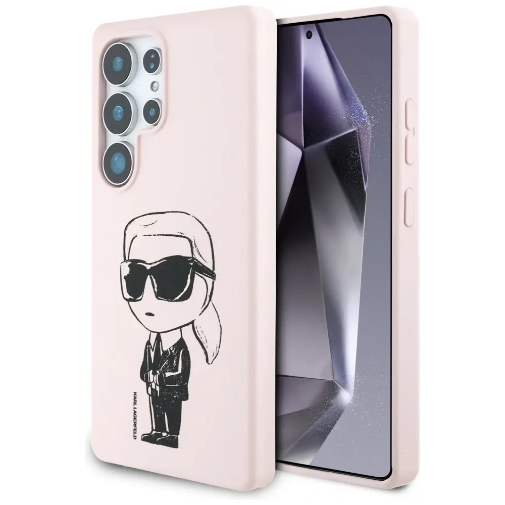 Etui Karl Lagerfeld Silicone Graffiti Ikonik Printed Logo MagSafe do Samsung Galaxy S25 Ultra różowy