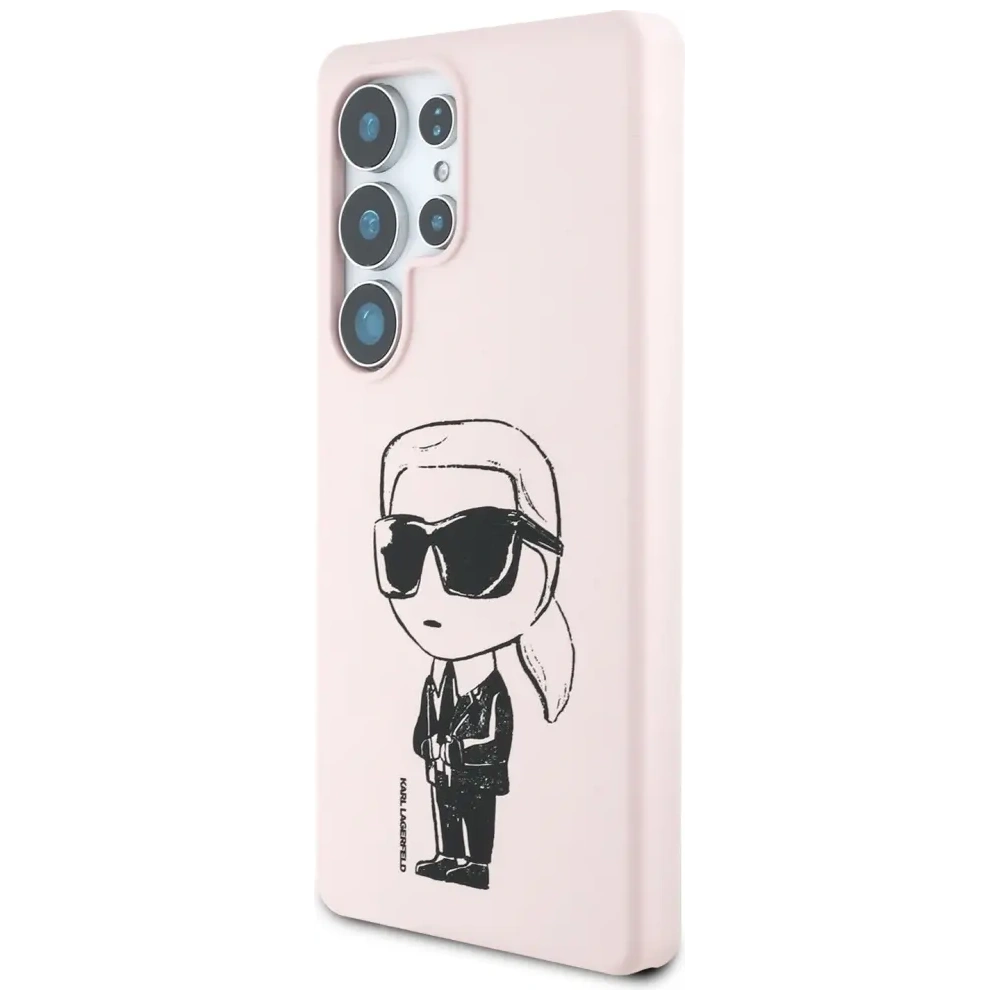 Etui Karl Lagerfeld Silicone Graffiti Ikonik Printed Logo MagSafe do Samsung Galaxy S25 Ultra różowy