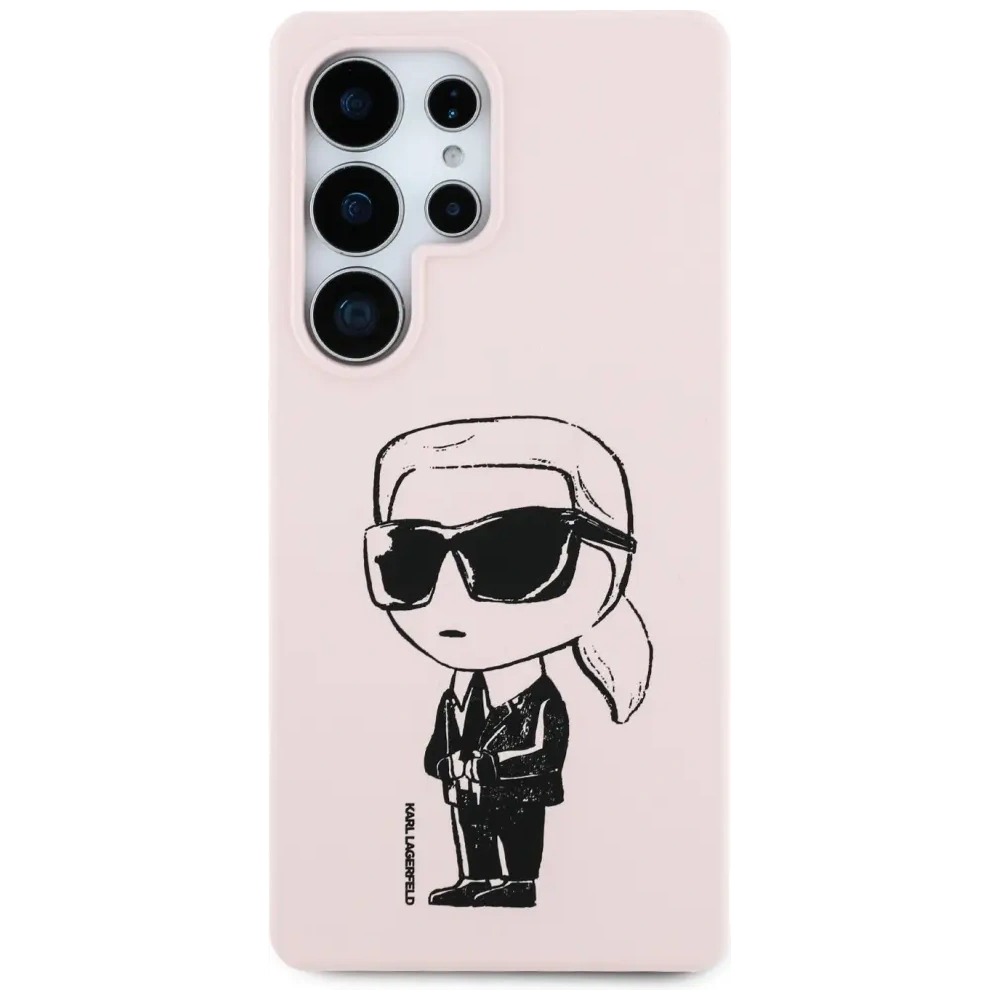 Etui Karl Lagerfeld Silicone Graffiti Ikonik Printed Logo MagSafe do Samsung Galaxy S25 Ultra różowy