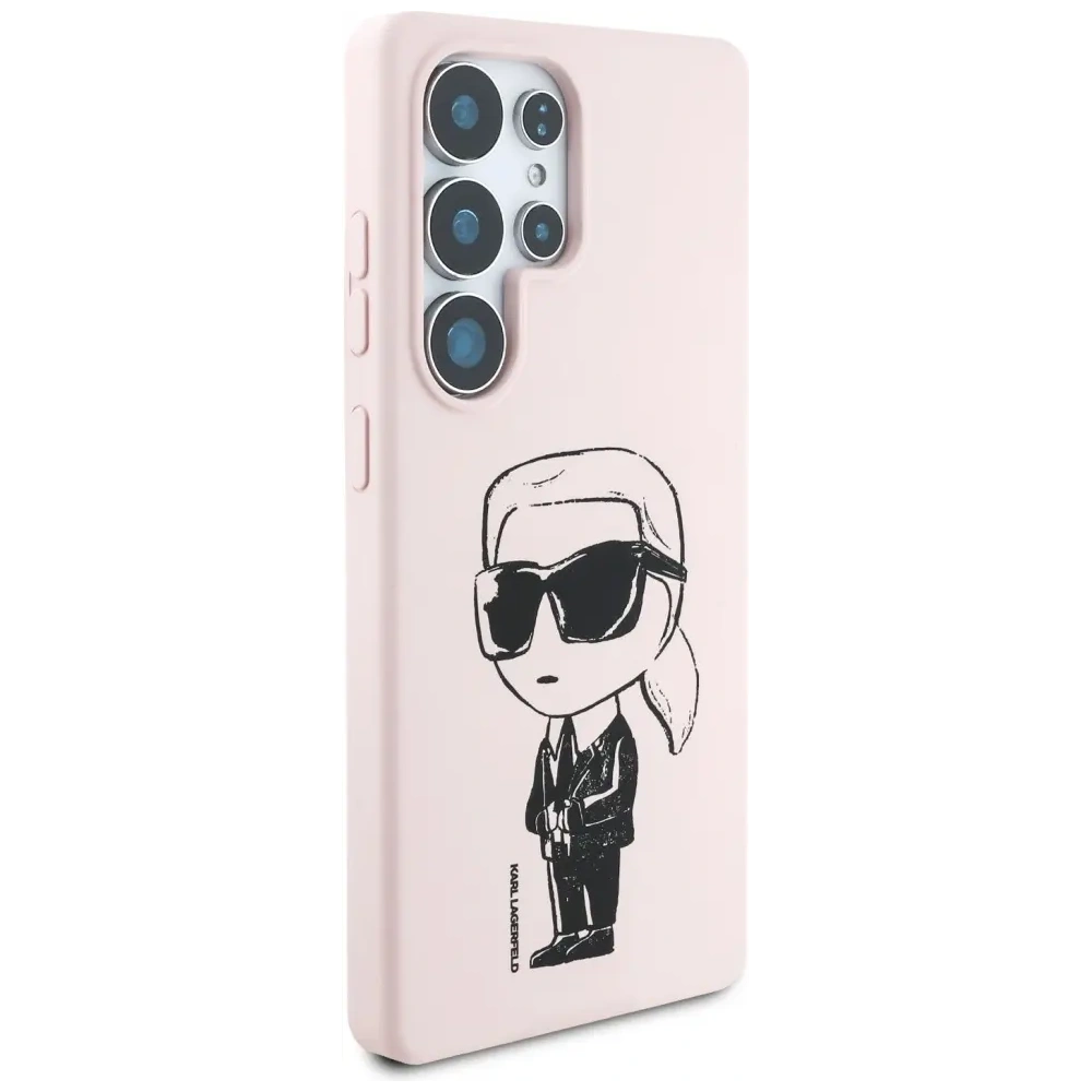 Etui Karl Lagerfeld Silicone Graffiti Ikonik Printed Logo MagSafe do Samsung Galaxy S25 Ultra różowy