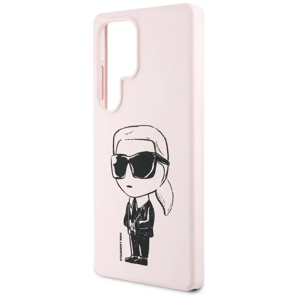 Etui Karl Lagerfeld Silicone Graffiti Ikonik Printed Logo MagSafe do Samsung Galaxy S25 Ultra różowy