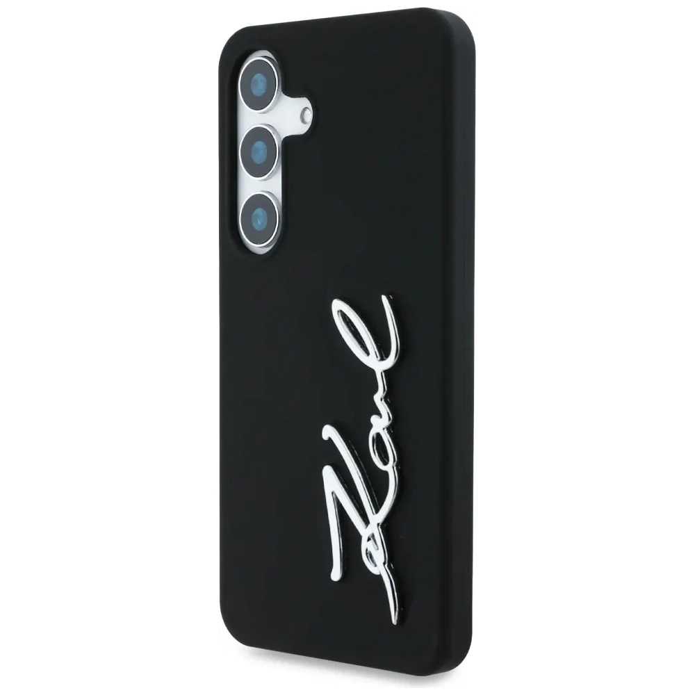 Etui Karl Lagerfeld Silicone Metal Signature Logo do Samsung Galaxy S25 czarny