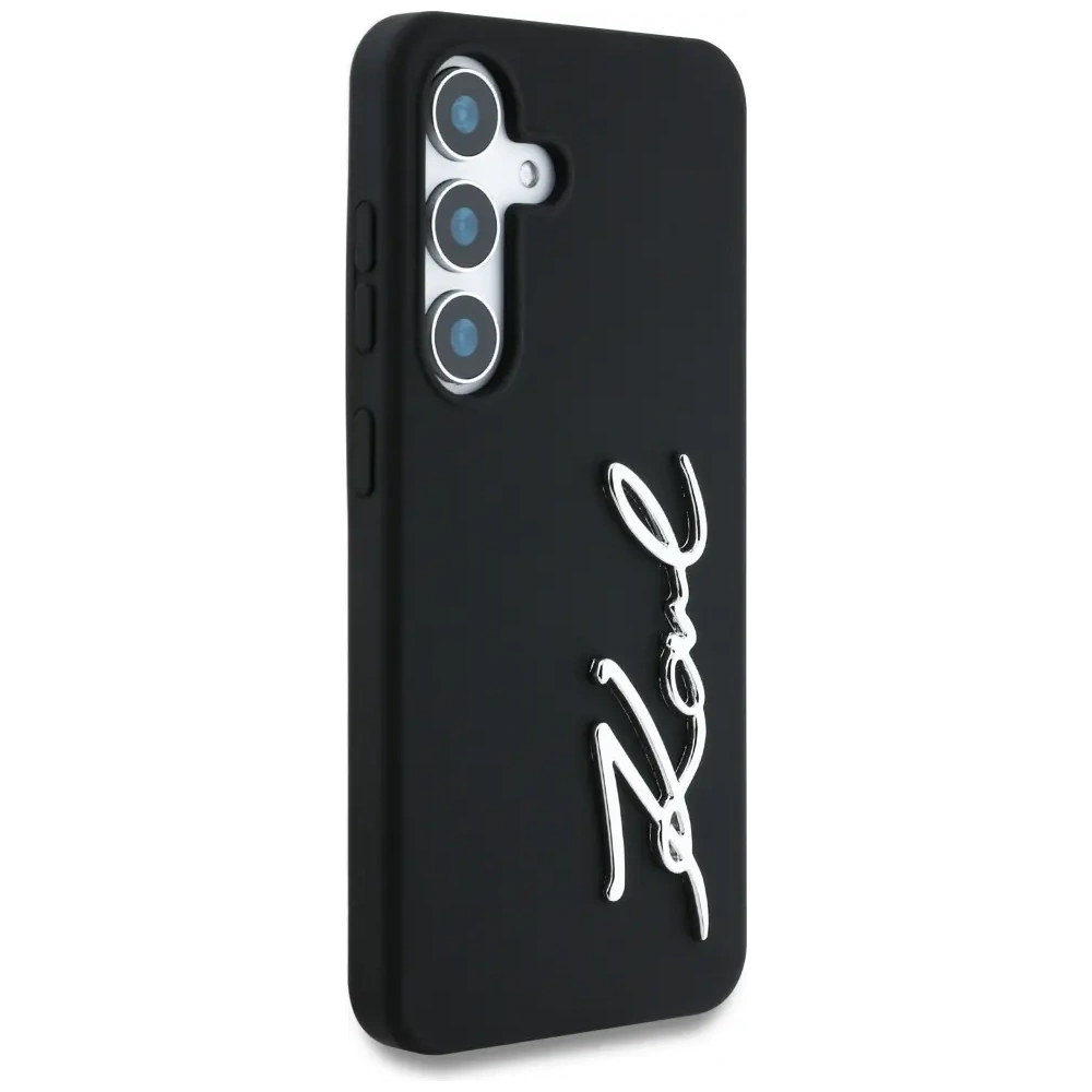 Etui Karl Lagerfeld Silicone Metal Signature Logo do Samsung Galaxy S25 czarny