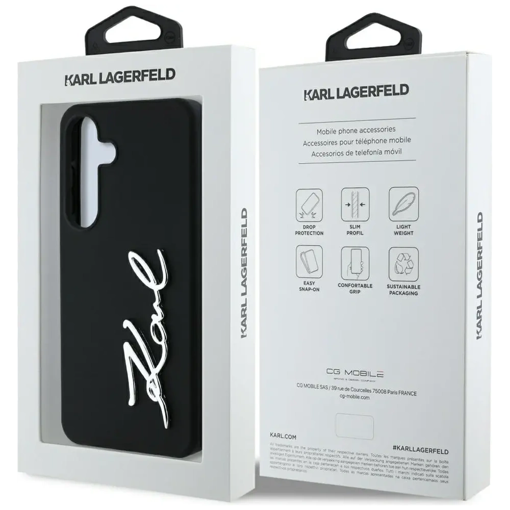 Etui Karl Lagerfeld Silicone Metal Signature Logo do Samsung Galaxy S25 czarny