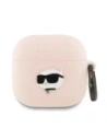 Etui Karl Lagerfeld KLA4RUNCHP Apple AirPods 4 kryt silikon Choupette hlava 3D růžový/pink