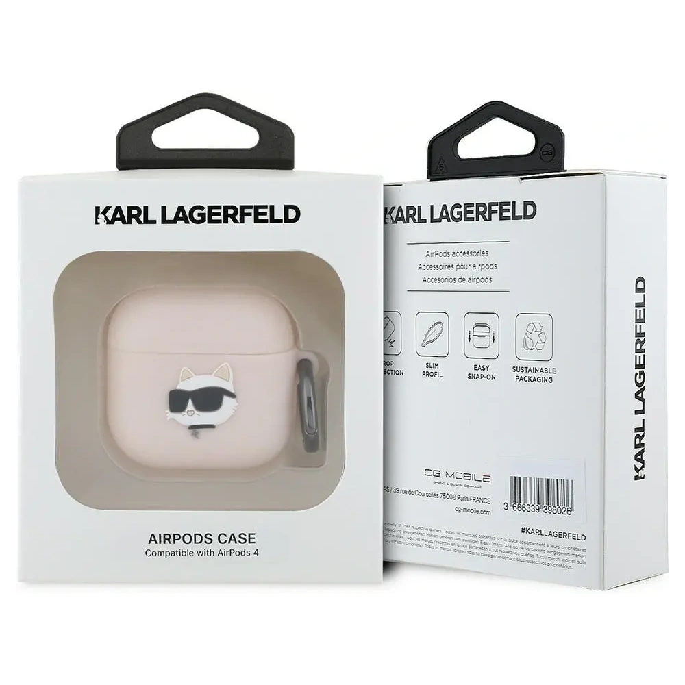 Etui Karl Lagerfeld KLA4RUNCHP Apple AirPods 4 cover Silicone Choupette Head 3D różowy/pink