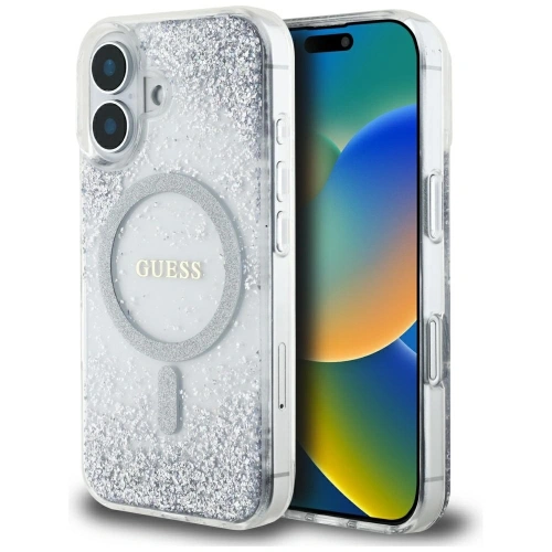 Buy Guess HC Resin Bottom Glitter Apple iPhone 16 MagSafe silver - GUE4333 - {ean13} - Home Screen Store Europe