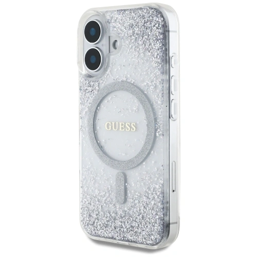Kup Guess HC Resin Bottom Glitter Apple iPhone 16 MagSafe argintiu - GUE4333 - {ean13} - Sklep Home Screen