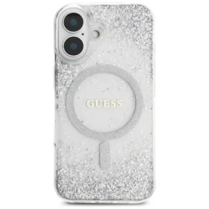 Buy Guess HC Resin Bottom Glitter Apple iPhone 16 MagSafe silver - GUE4333 - {ean13} - Home Screen Store Europe
