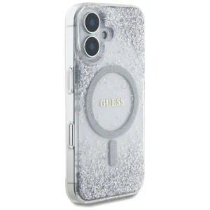 Kup Etui Guess HC Resin Bottom Glitter do Apple iPhone 16 MagSafe stříbrný - GUE4333 - {ean13} - Sklep Home Screen