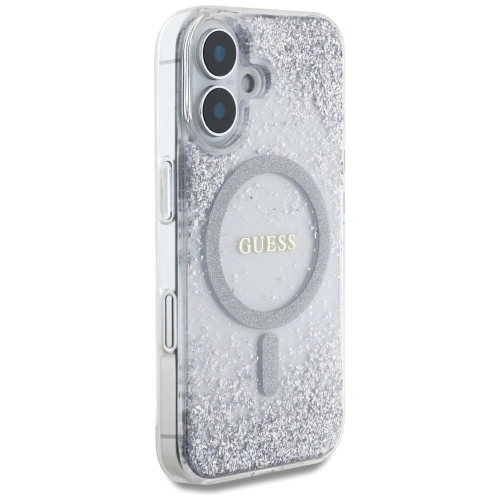 Kup Etui Guess HC Resin Bottom Glitter do Apple iPhone 16 MagSafe srebrny - GUE4333 - {ean13} - Sklep Home Screen