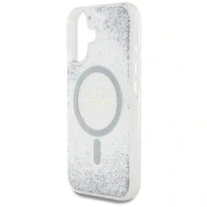 Kup Etui Guess HC Resin Bottom Glitter do Apple iPhone 16 MagSafe stříbrný - GUE4333 - {ean13} - Sklep Home Screen