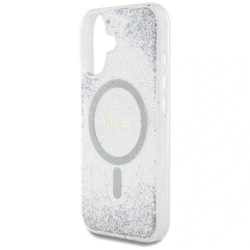 Buy Guess HC Resin Bottom Glitter Apple iPhone 16 MagSafe silver - GUE4333 - {ean13} - Home Screen Store Europe