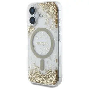 Etui Guess HC Resin Bottom Glitter do Apple iPhone 16 MagSafe złoty