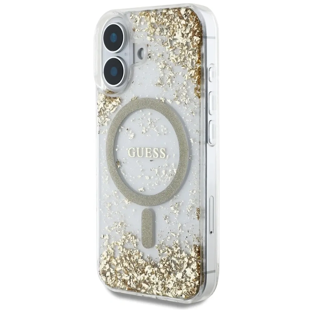 Etui Guess HC Resin Bottom Glitter do Apple iPhone 16 MagSafe złoty