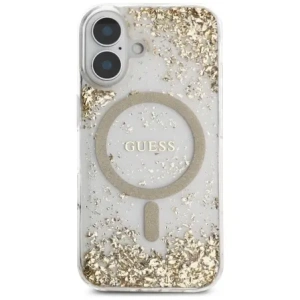 Etui Guess HC Resin Bottom Glitter do Apple iPhone 16 MagSafe złoty