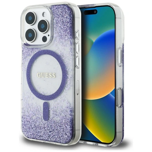 Kup Etui Guess HC Resin Bottom Glitter do Apple iPhone 16 Pro MagSafe fialová - GUE4335 - {ean13} - Sklep Home Screen