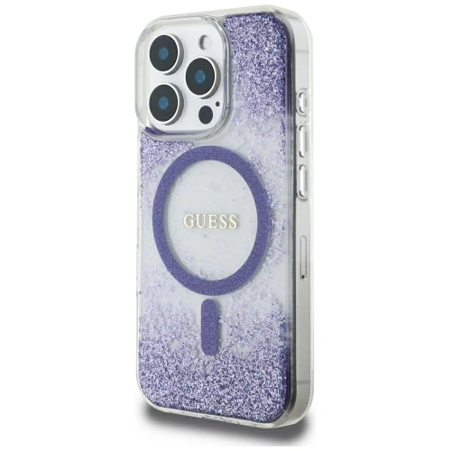 Kup Etui Guess HC Resin Bottom Glitter do Apple iPhone 16 Pro MagSafe fialová - GUE4335 - {ean13} - Sklep Home Screen