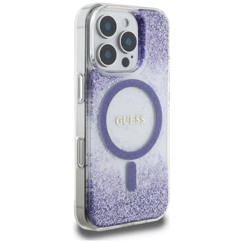 Kup Etui Guess HC Resin Bottom Glitter do Apple iPhone 16 Pro MagSafe fialová - GUE4335 - {ean13} - Sklep Home Screen