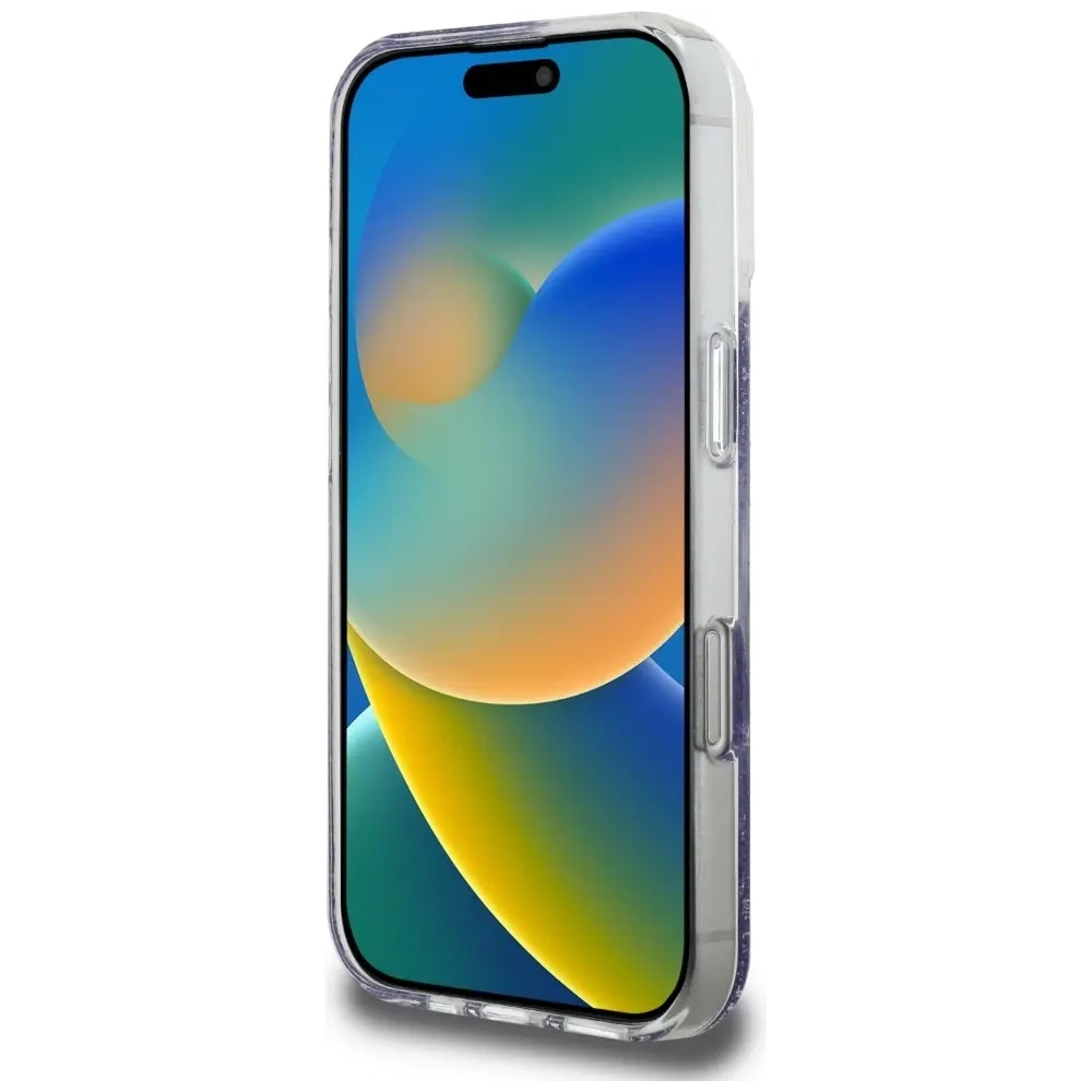 Etui Guess HC Resin Bottom Glitter do Apple iPhone 16 Pro MagSafe fioletowy