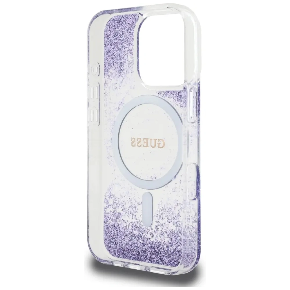 Etui Guess HC Resin Bottom Glitter do Apple iPhone 16 Pro MagSafe fioletowy