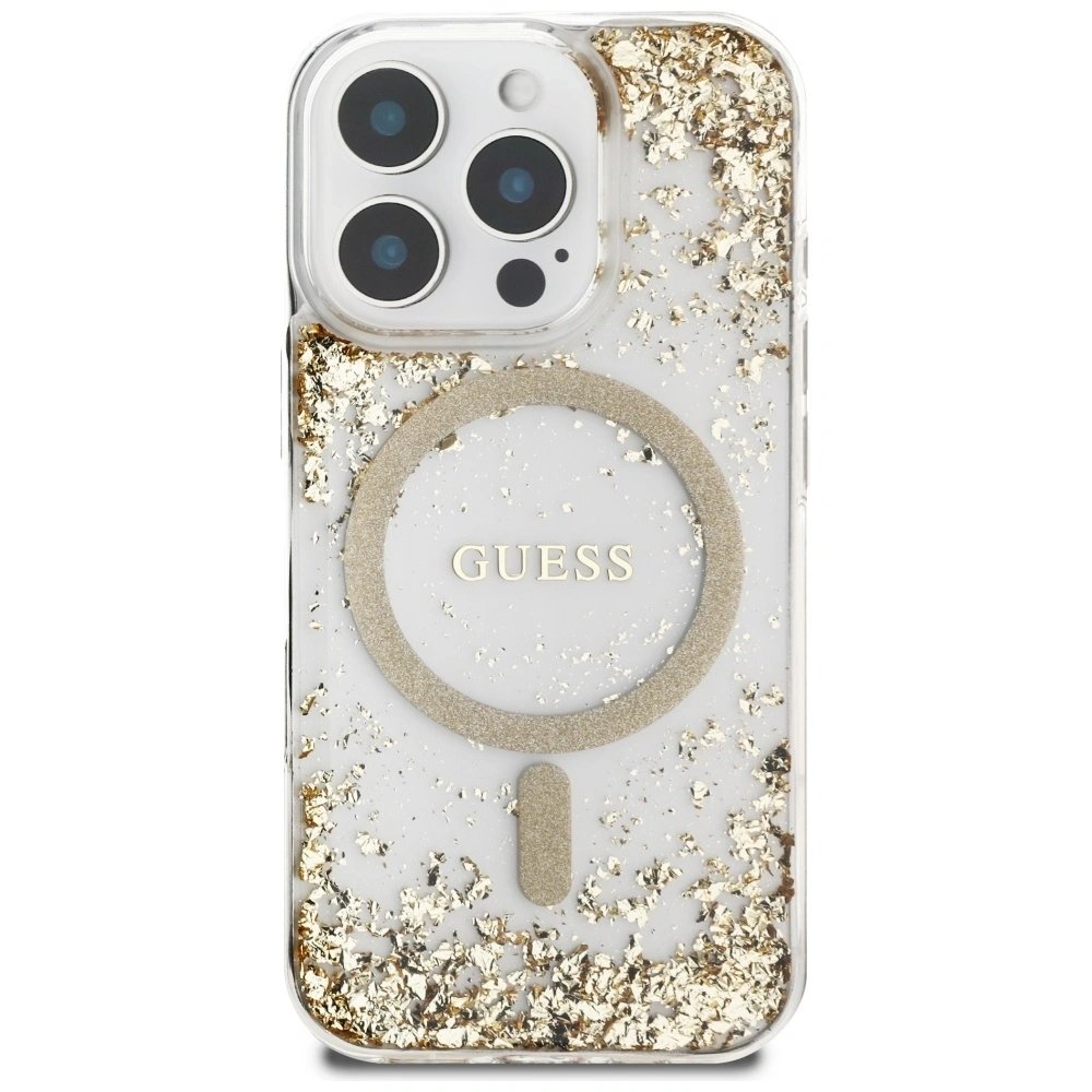 Etui Guess HC Resin Bottom Glitter do Apple iPhone 16 Pro MagSafe złoty
