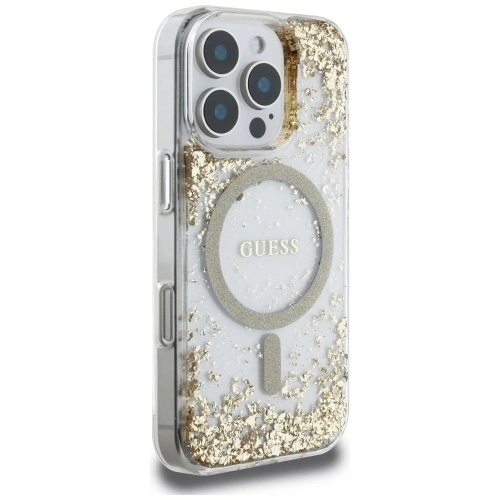 Kup Guess HC Resin Bottom Glitter Apple iPhone 16 Pro MagSafe aurie - GUE4337 - {ean13} - Sklep Home Screen