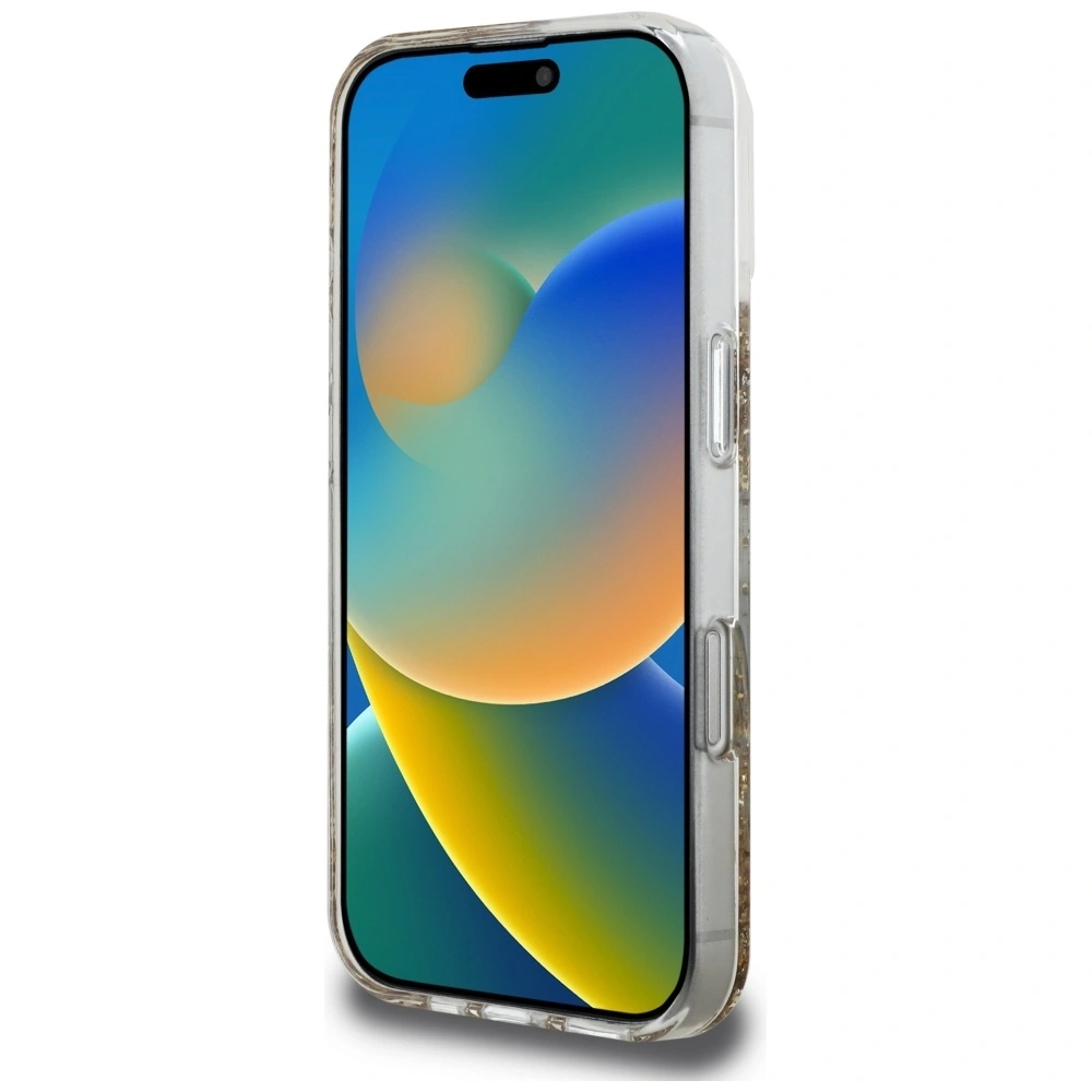 Etui Guess HC Resin Bottom Glitter do Apple iPhone 16 Pro MagSafe złoty