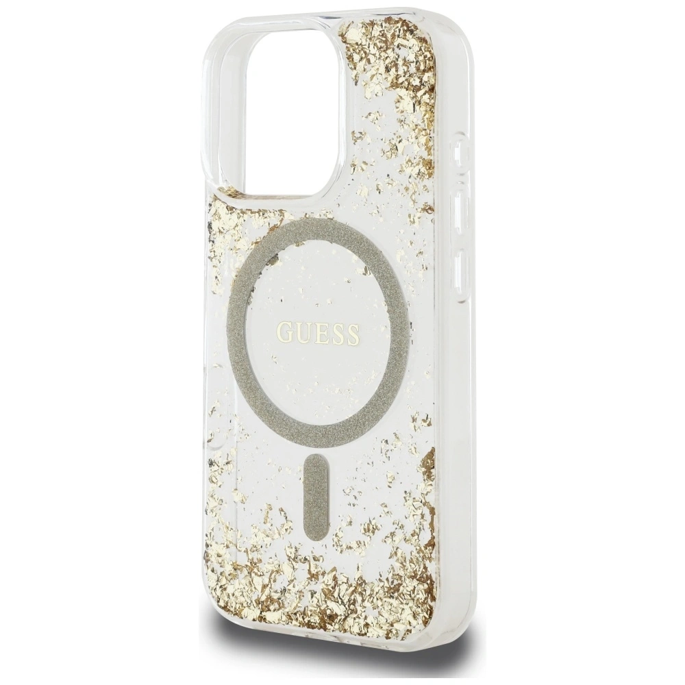 Etui Guess HC Resin Bottom Glitter do Apple iPhone 16 Pro MagSafe złoty