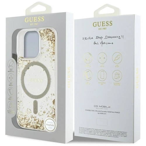Kup Guess HC Resin Bottom Glitter Apple iPhone 16 Pro MagSafe aurie - GUE4337 - {ean13} - Sklep Home Screen