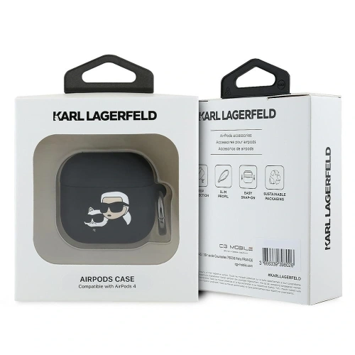 Kup Etui Karl Lagerfeld KLA4RUNKCHK Apple AirPods 4 kryt silikonový Karl&Chaupette Hlavu 3D černý/black - KLD21930 - {ean13} - Sklep Home Screen