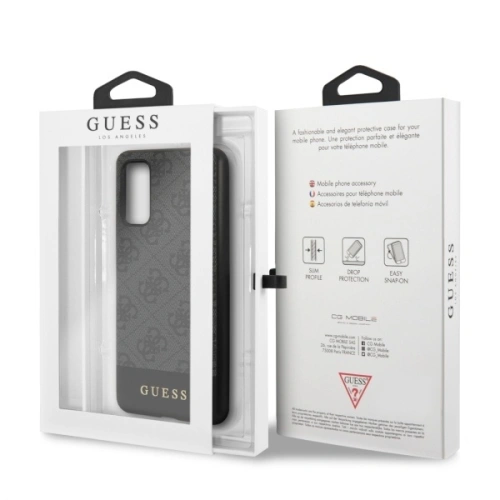Buy Guess GUHCS62G4GLGR Samsung Galaxy S20 G980 grey hard case 4G Stripe Collection - GUE484GRY - {ean13} - Home Screen Store Europe