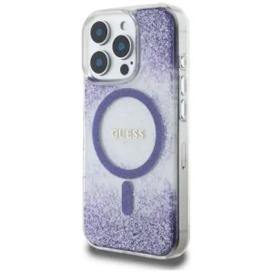 Etui Guess HC Resin Bottom Glitter do Apple iPhone 16 Pro Max MagSafe fioletowy