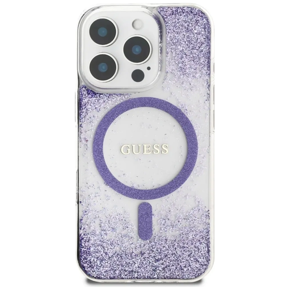 Etui Guess HC Resin Bottom Glitter do Apple iPhone 16 Pro Max MagSafe fioletowy