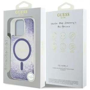 Etui Guess HC Resin Bottom Glitter do Apple iPhone 16 Pro Max MagSafe fioletowy