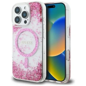 Etui Guess HC Resin Bottom Glitter do Apple iPhone 16 Pro Max MagSafe różowy