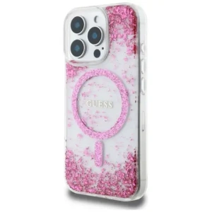 Etui Guess HC Resin Bottom Glitter do Apple iPhone 16 Pro Max MagSafe różowy