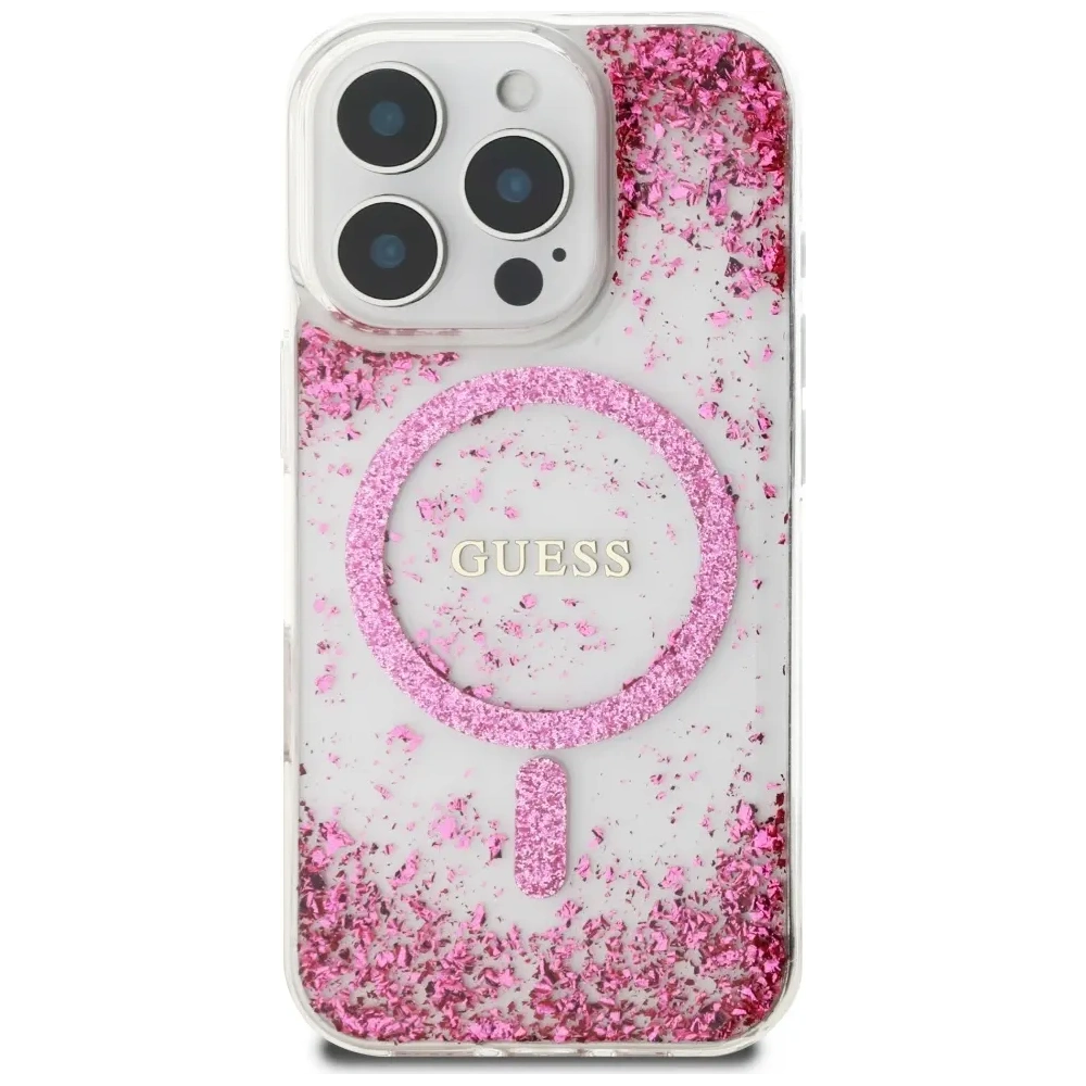 Etui Guess HC Resin Bottom Glitter do Apple iPhone 16 Pro Max MagSafe różowy